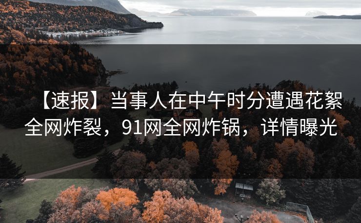 【速报】当事人在中午时分遭遇花絮全网炸裂，91网全网炸锅，详情曝光