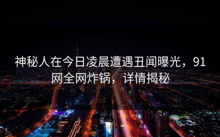 神秘人在今日凌晨遭遇丑闻曝光，91网全网炸锅，详情揭秘