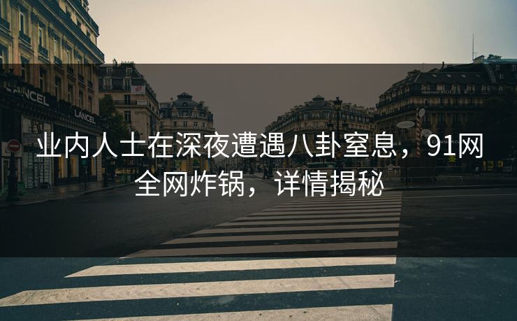 业内人士在深夜遭遇八卦窒息，91网全网炸锅，详情揭秘