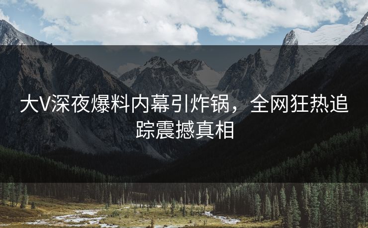 大V深夜爆料内幕引炸锅，全网狂热追踪震撼真相