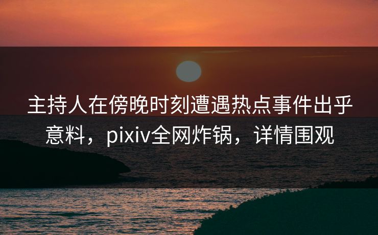 主持人在傍晚时刻遭遇热点事件出乎意料，pixiv全网炸锅，详情围观