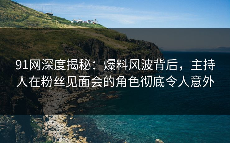 91网深度揭秘：爆料风波背后，主持人在粉丝见面会的角色彻底令人意外