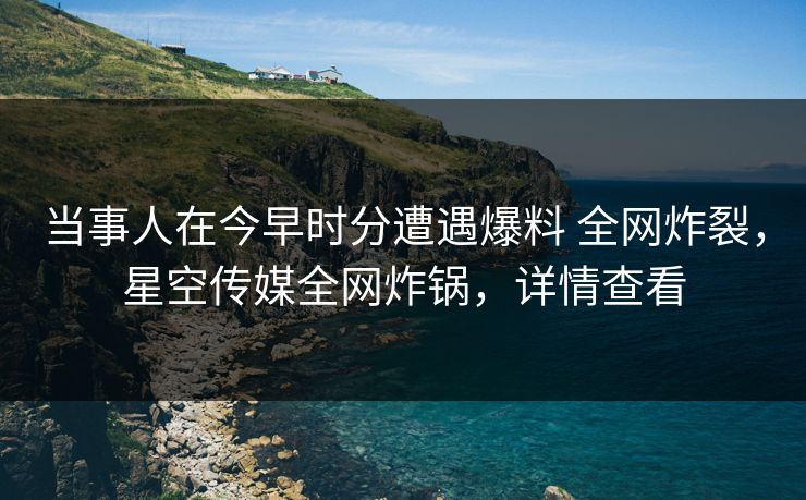 当事人在今早时分遭遇爆料 全网炸裂，星空传媒全网炸锅，详情查看