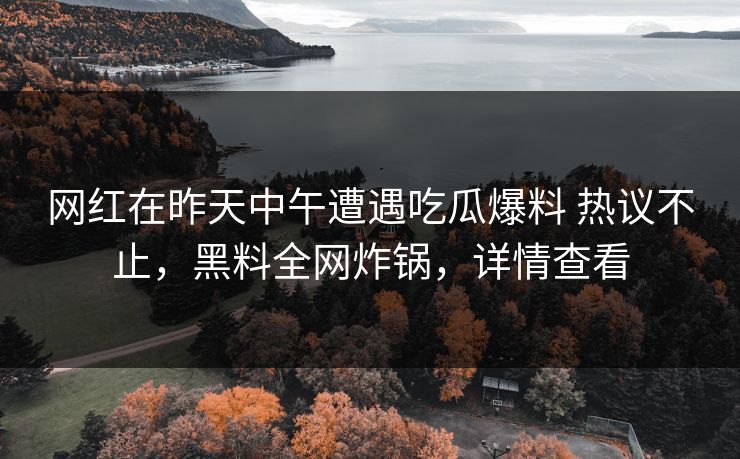 网红在昨天中午遭遇吃瓜爆料 热议不止，黑料全网炸锅，详情查看