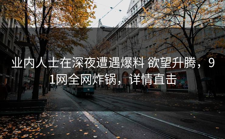 业内人士在深夜遭遇爆料 欲望升腾，91网全网炸锅，详情直击