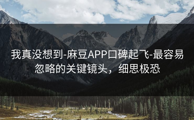 我真没想到-麻豆APP口碑起飞-最容易忽略的关键镜头，细思极恐